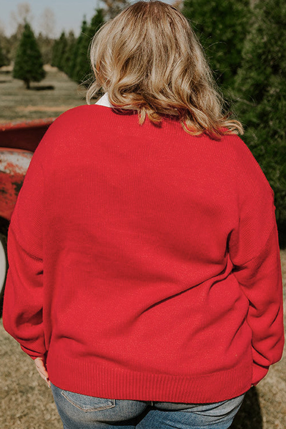 Fiery Red Merry Graphic Christmas Plus Size Sweater Dear-Lover Dropshipping